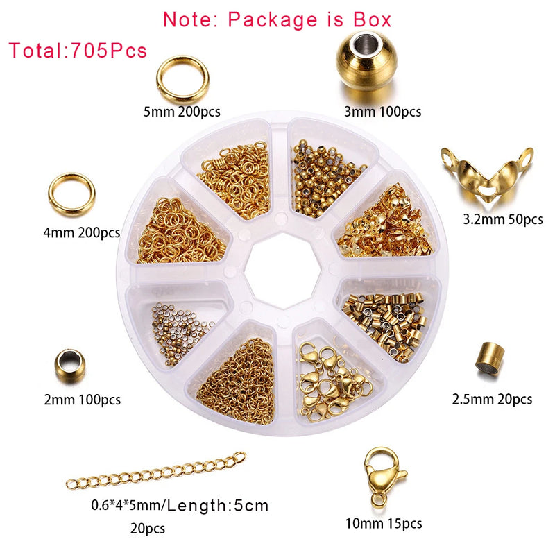 Stainless Steel DIY Jewelry Making Kit: Clasp, Jump Rings, Crimps