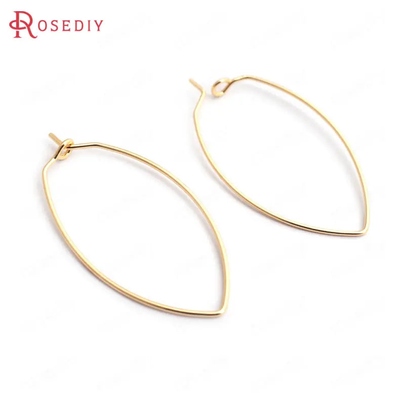 20PCS 38x19MM 24K Brass Oval Earrings Hooks DIY Jewelry Findings
