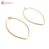 20PCS 38x19MM 24K Brass Oval Earrings Hooks DIY Jewelry Findings