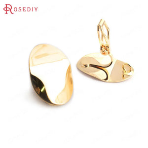 10PCS 20x14.5MM 24K Brass Oval Earrings Clips DIY Jewelry Findings Accessories