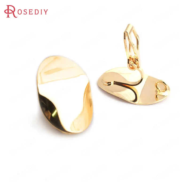 10PCS 20x14.5MM 24K Brass Oval Earrings Clips DIY Jewelry Findings Accessories