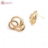 10PCS 16x12MM 24K Brass Wire Stud Earrings DIY Jewelry Findings