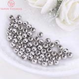 50PCS 2MM-6MM 24K Brass Round Beads for DIY Jewelry