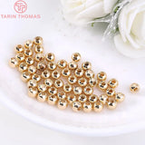 50PCS 2MM-6MM 24K Brass Round Beads for DIY Jewelry