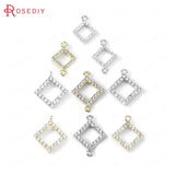 6PCS 24K Brass Zircon Square Charms Pendants DIY Jewelry Findings