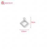 6PCS 24K Brass Zircon Square Charms Pendants DIY Jewelry Findings