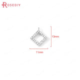 6PCS 24K Brass Zircon Square Charms Pendants DIY Jewelry Findings