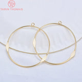 10PCS 48MM 24K Plated Round Earrings Hoop DIY Jewelry Findings