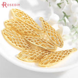 6PCS 10x36MM 24K Brass Hollow Drop Shape Charms Pendants DIY Jewelry Findings