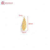 6PCS 10x36MM 24K Brass Hollow Drop Shape Charms Pendants DIY Jewelry Findings