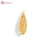 6PCS 10x36MM 24K Brass Hollow Drop Shape Charms Pendants DIY Jewelry Findings