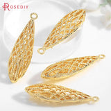 6PCS 10x36MM 24K Brass Hollow Drop Shape Charms Pendants DIY Jewelry Findings