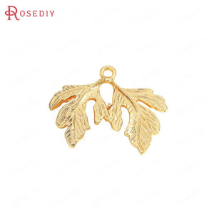 10PCS 21x17.5MM 24K Brass Tree Leaf Charms Pendants DIY Jewelry Findings