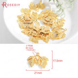 10PCS 21x17.5MM 24K Brass Tree Leaf Charms Pendants DIY Jewelry Findings