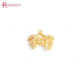 10PCS 21x17.5MM 24K Brass Tree Leaf Charms Pendants DIY Jewelry Findings