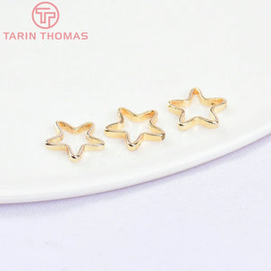 20PCS 8MM 24K Brass Star Shape Closed Rings DIY Jewelry Accessories