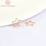 20PCS 8MM 24K Brass Star Shape Closed Rings DIY Jewelry Accessories