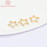20PCS 8MM 24K Brass Star Shape Closed Rings DIY Jewelry Accessories