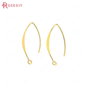 20PCS 14x37MM 24K Brass Earring Hook DIY Jewelry Findings