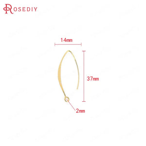 20PCS 14x37MM 24K Brass Earring Hook DIY Jewelry Findings