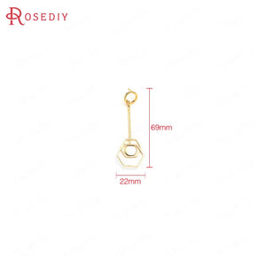 4PCS Brass Geometric Tassel Stud Earrings 24K DIY Jewelry Findings