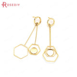 4PCS Brass Geometric Tassel Stud Earrings 24K DIY Jewelry Findings