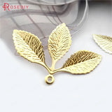 20PCS 31x23MM 24K Brass Tree Leaf Charms Pendants DIY Jewelry Findings