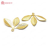 20PCS 31x23MM 24K Brass Tree Leaf Charms Pendants DIY Jewelry Findings
