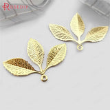 20PCS 31x23MM 24K Brass Tree Leaf Charms Pendants DIY Jewelry Findings