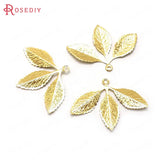 20PCS 31x23MM 24K Brass Tree Leaf Charms Pendants DIY Jewelry Findings