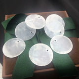 35MM 150Pcs Natural Shell Flat Round Jewelry Beads Charms DIY Making