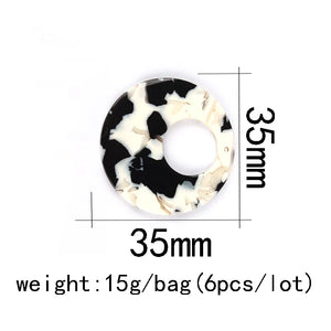 6pcs Acetic Acid Resin Circle Charms for DIY Jewelry Making Earrings Accessories