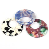 6pcs Acetic Acid Resin Circle Charms for DIY Jewelry Making Earrings Accessories