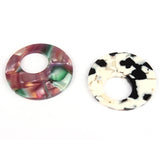 6pcs Acetic Acid Resin Circle Charms for DIY Jewelry Making Earrings Accessories