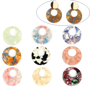 6pcs Acetic Acid Resin Circle Charms for DIY Jewelry Making Earrings Accessories