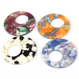 6pcs Acetic Acid Resin Circle Charms for DIY Jewelry Making Earrings Accessories