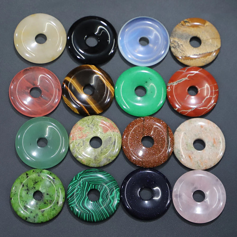 Natural Stone Donut Charm Pendants for DIY Jewelry Making