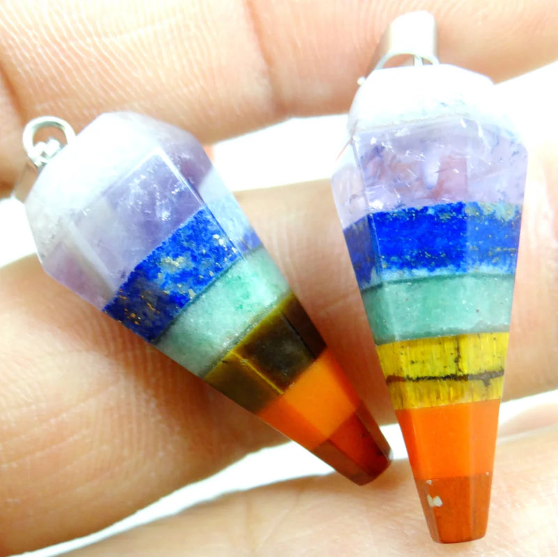 7 Chakra Layered Pendant Set for DIY Jewelry Making - 4PCS