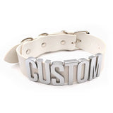 Personalized 35MM PU Leather Name Letters Choker Collar Necklace