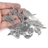 35Pcs Mix Silver Angel Bird Feather Elf Hollow Wings Charms Pendant DIY