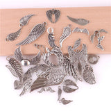35Pcs Mix Silver Angel Bird Feather Elf Hollow Wings Charms Pendant DIY