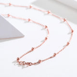 925 Silver Rose Cross Beaded Chain Necklace Women Jewelry