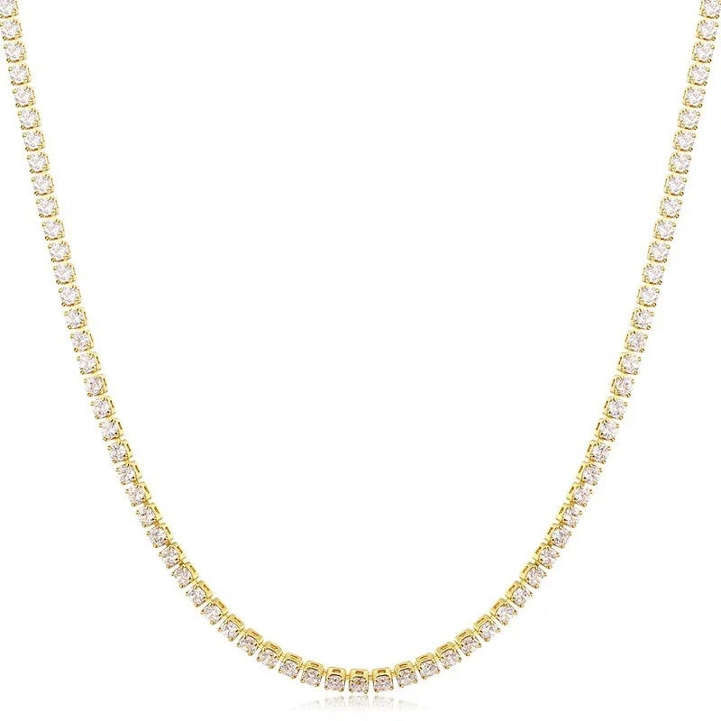 35cm+5cm Yellow Tennis CZ Chain Choker Necklace For Women Girls