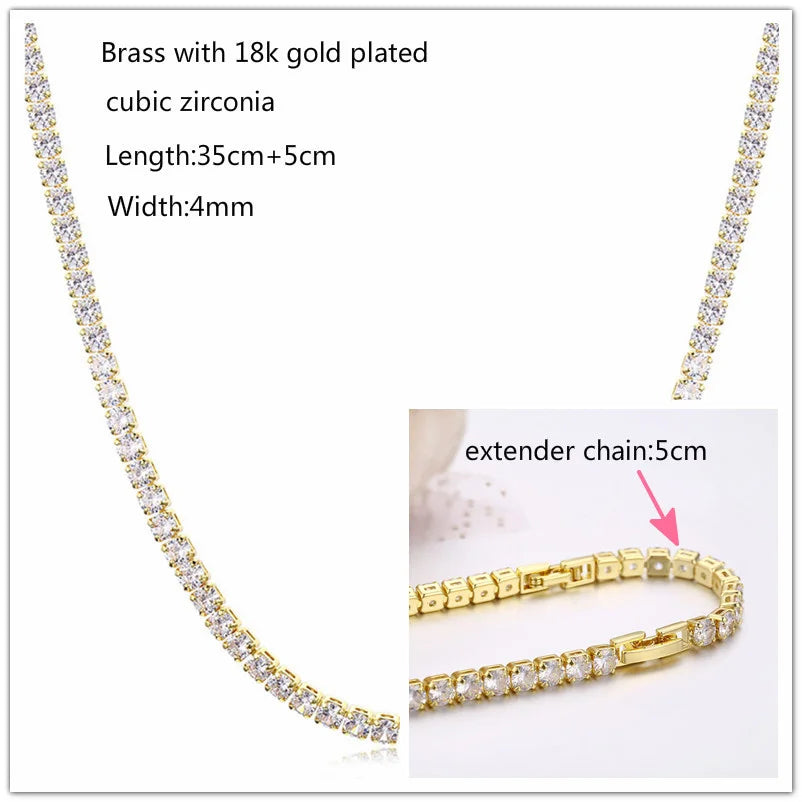 Tennis CZ Chain Choker Necklace For Women Girls