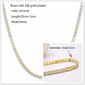 Yellow Linked CZ Chain Short Choker Necklace For Women Girls