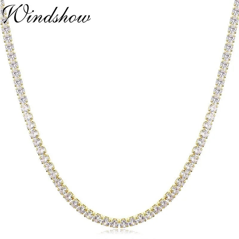 Yellow Linked CZ Chain Short Choker Necklace For Women Girls