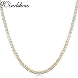 Yellow Linked CZ Chain Short Choker Necklace For Women Girls