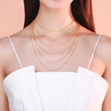 925 Sterling Silver Water Wave Chain Necklace for Women Kids Girls