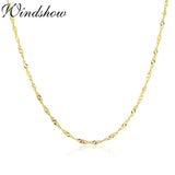 925 Sterling Silver Water Wave Chain Necklace for Women Kids Girls