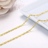 925 Sterling Silver Wave Chain Necklace 35-60cm